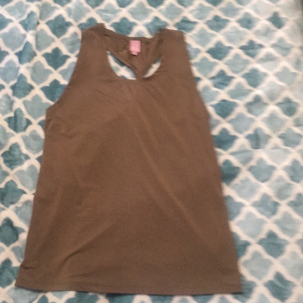 Regna X Large Brown Athletic Tank, Twisted Back